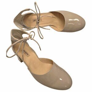 Paul Green Molly Nude‎ Patent Leather D'Orsay Tie Heels